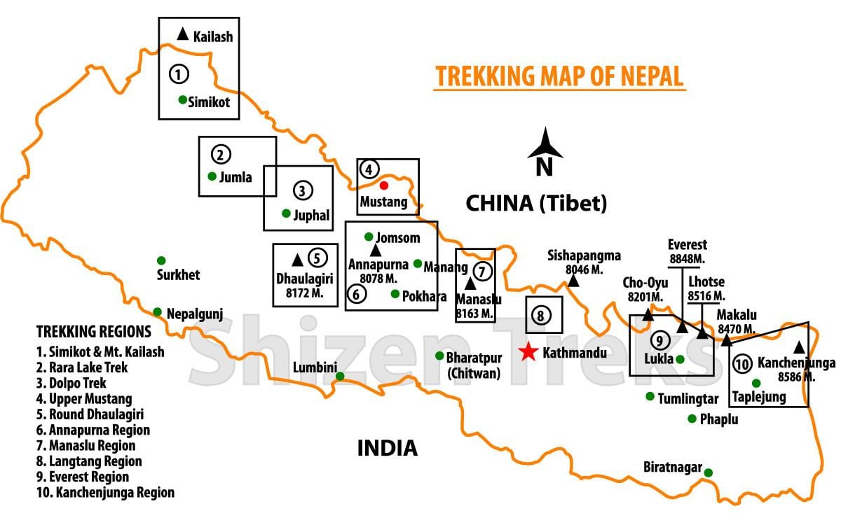 Nepal трэк xəritə