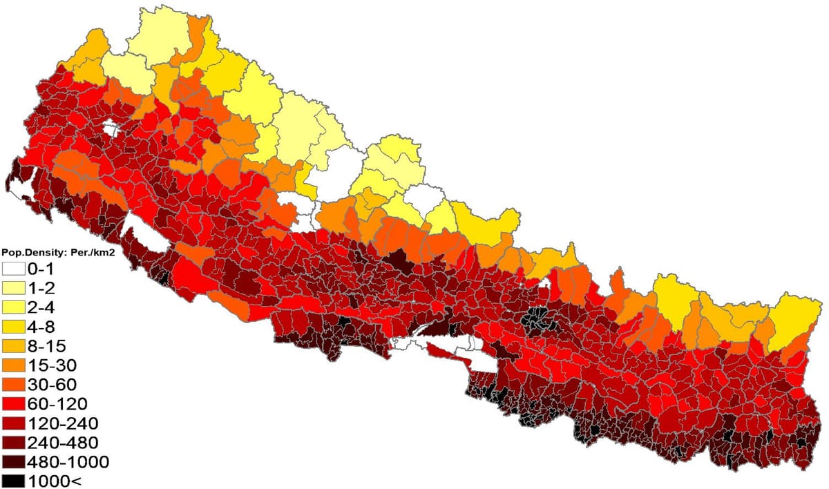 Nepal kart əhalinin sıxlığı 