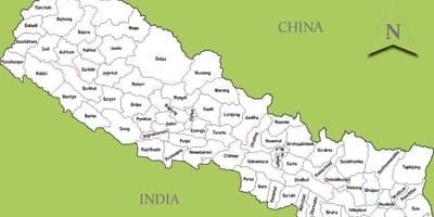Nepal kartı ilə şəhərləri