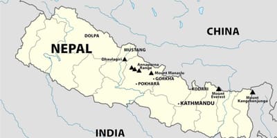 Kart Nepal dağlar